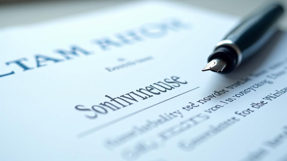 Close-up of a legal document with a pen, signing agreement